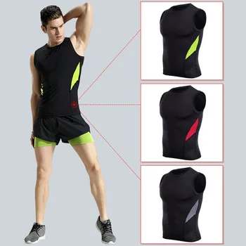

2018 New Compression Tights Gym Tank Top Quick Dry Sleeveless Sport Shirt Men Gym Clothing For Summer Cool Men's Running Vest
