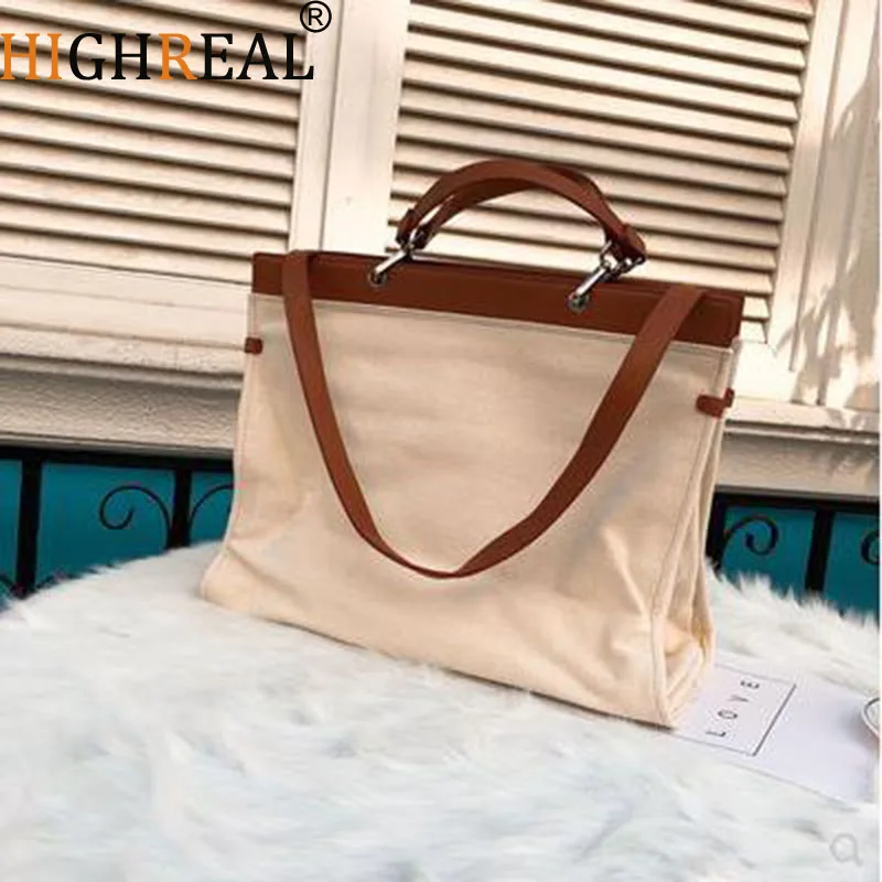 

Casual Canvas Totes Handbag Large Big Jumbo Capacity Should Bag Women Girls Beige White Shoulder Bag 2019 New Drop Shipping