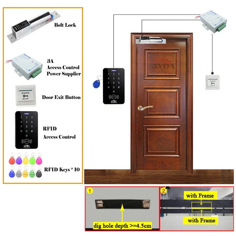 5YOA RFID система контроля доступа DIY комплект дверной замок стекло ворот набор Электронный магнитный замок ID карта Кнопка питания