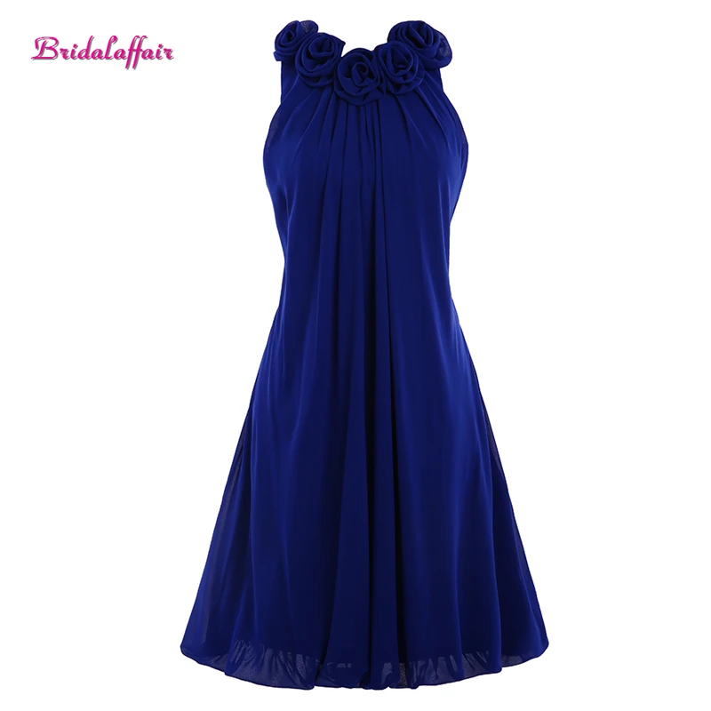 

KapokBanyan Real Photo Robe de soiree Deep Blue Rose Prom Dresses 2017 New Fashion Knee Length Flower Short Evening Party Gown