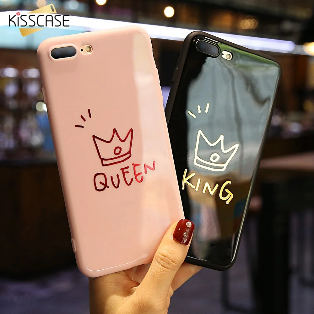 KISSCASE чехол для телефона iPhone X Xs 6 6S 7 8 PlusCases пара король королева простые мягкие ТПУ