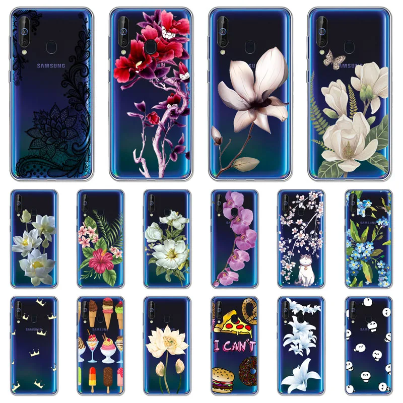 Samsung Galaxy A60 Case,Silicon Black Painting flower Soft TPU Back Cover for Galaxy A60 SM-A606F A606F/DS protect Phone cases