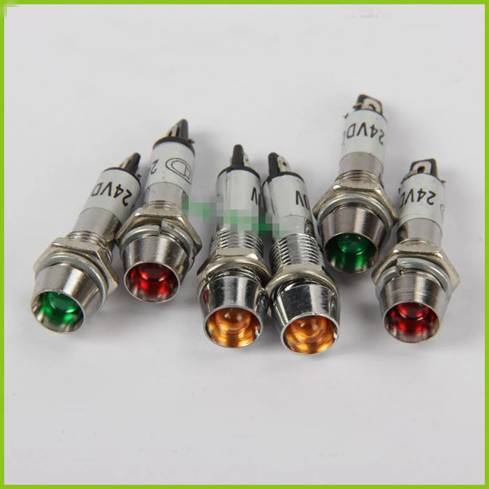 

5Pcs Panel 8mm Mounting Red Green Yellow Power Indicator Light Indication LED Signal Lamp 12VDC 24VDC 220VAC XD8-1
