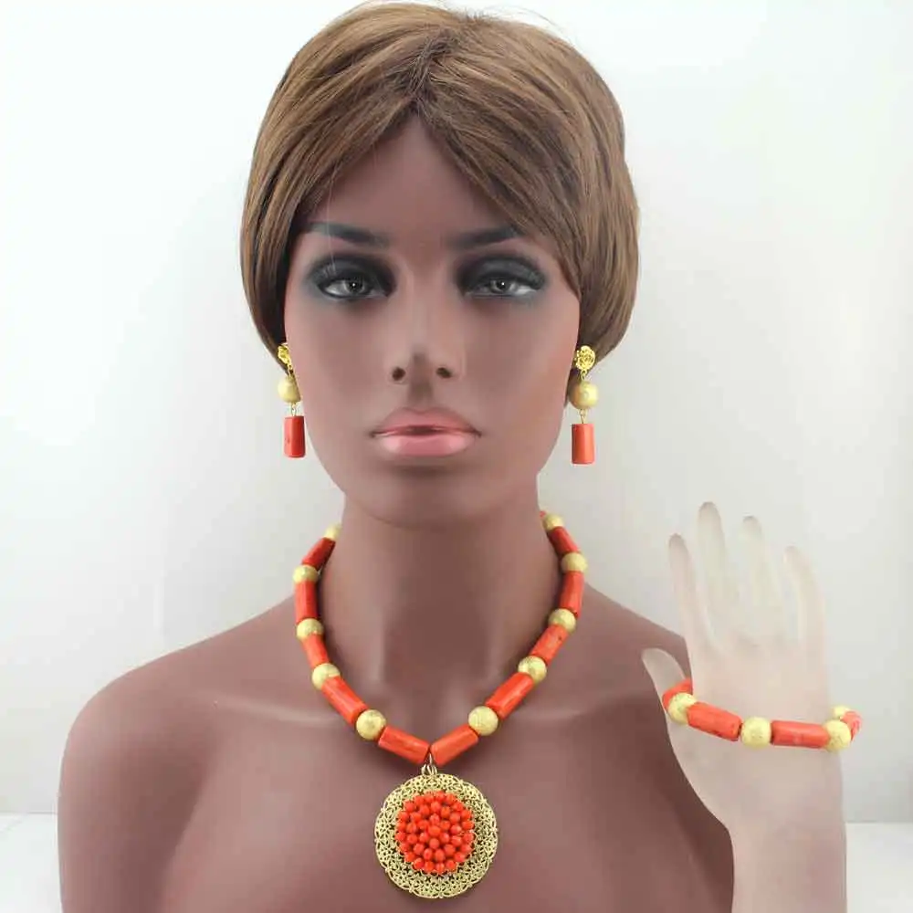 Amazing!orange Coral Wedding Jewelry Set African Costume Jewelry Coral