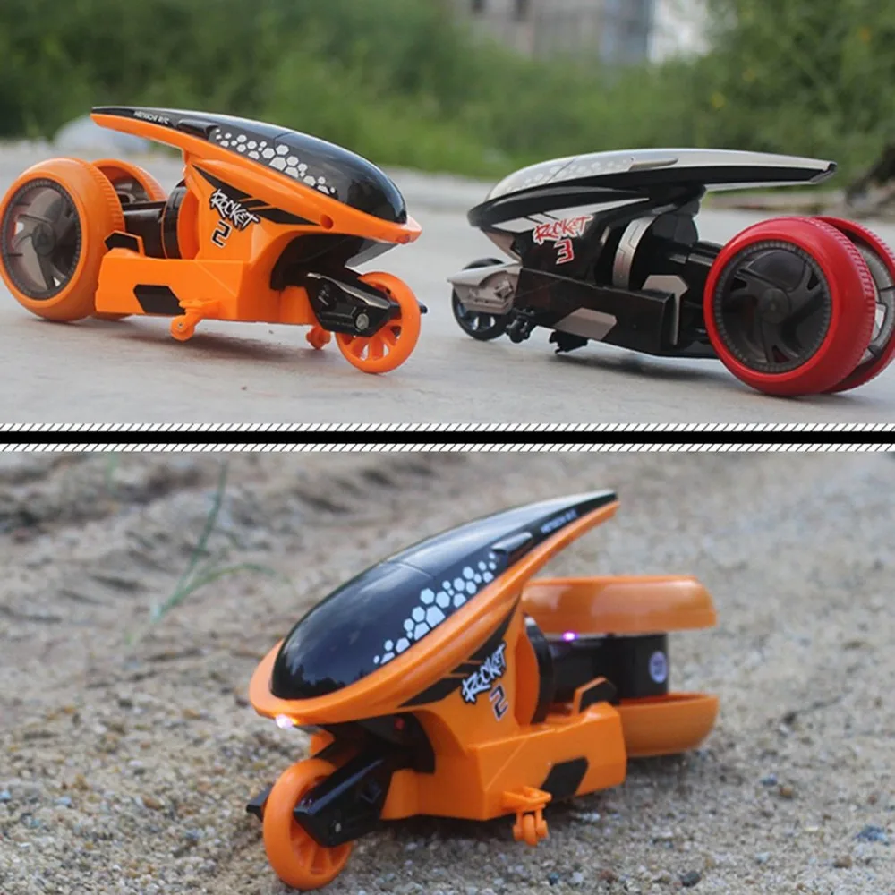 

Kids RC Motorcycle Toys 1/12 Scale Cool Stunt Remote Control Motorcycle Deformation High Speed 2.4G Drift Light Concept Flip Car