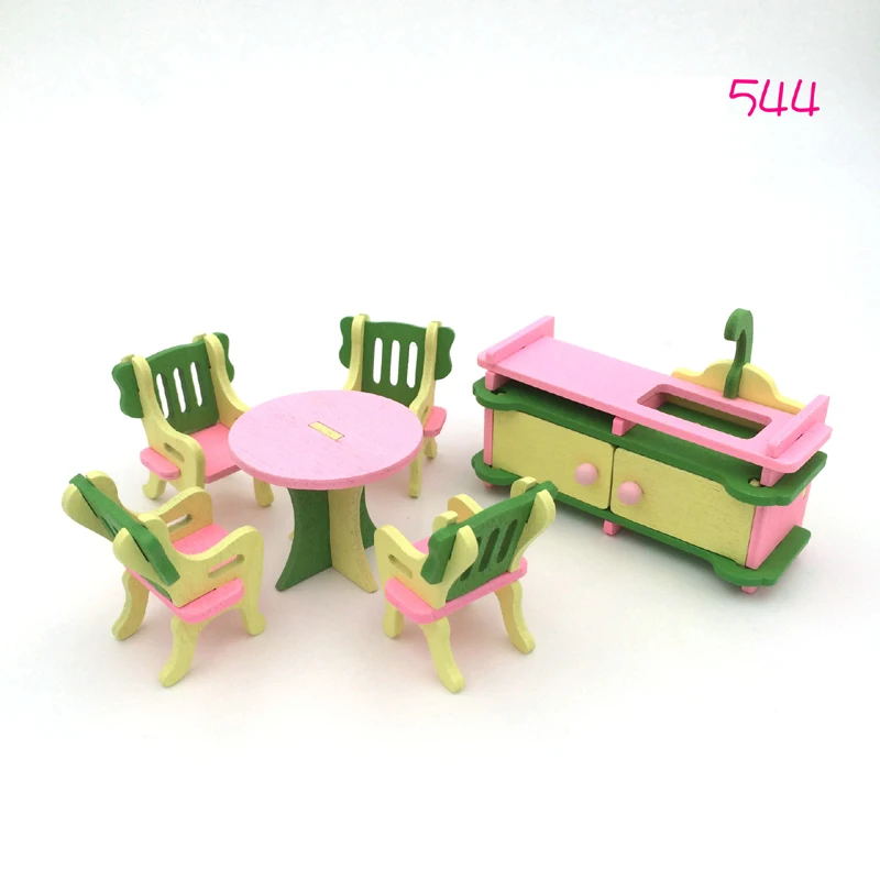 Деревянный миниатюрный кукольный домик, набор мебели для моделирования, детские развивающие игрушки, набор мебели для кукольного домика, куклы для детской комнаты