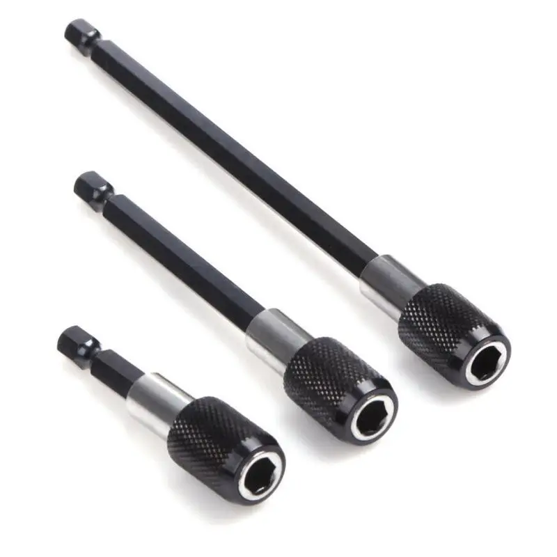 

3pcs/set 1/4" Quick Hex Shank Release Magnetic Screwdriver Extension Bit Holders 60mm 100mm 150mm Extension Rod Tools set