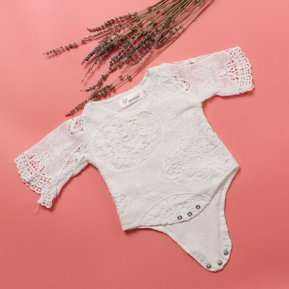 

Cute Baby Girls White Lace Ruffles Short Sleeve Romper Infant Lace Jumpsuit Clothes Sunsuit Outfits Jumpsuit