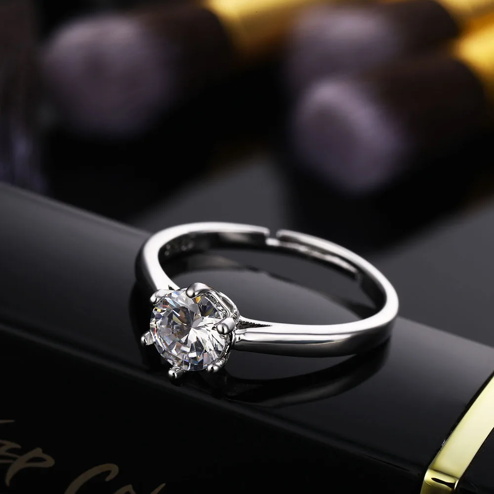 Романтическое обручальное ювелирные изделия из циркония Сияющее Кольцо ААА кубического циркония для женщин регулируемое серебряное обручальное кольцо