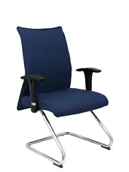 Кресло confidante эргономичное для визитов с коньком хромированное сиденье и задник обитый в ткани Бали цвет синий m