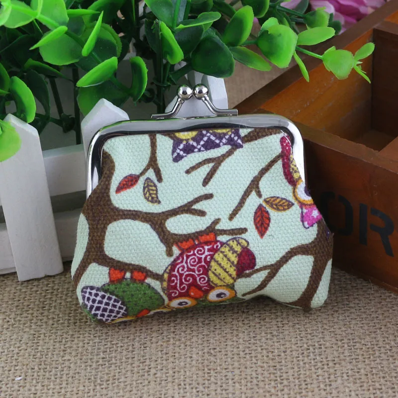 Кошелек женский холщовый с мини совами и отделением для монет|coin money bags|money bag pursebag