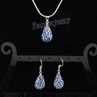 Waterdrop Jewellery Set Light Blue Rhinestone Earrings And Necklace For Gift 5 Sets Wholesale