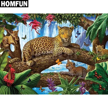 

HOMFUN Full Square/Round Drill 5D DIY Diamond Painting "forest leopard " Embroidery Cross Stitch 5D Rhinestone Decor A00284