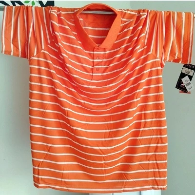 Для мужчин в английском стиле рубашка в полоску с отложным воротником короткий рукав футболки хлопок Большие размеры большой 7XL 8XL 9XL 10XL 56 58 60 62 64 66 синий - Цвет: Оранжевый