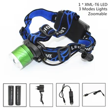 Светодиодный XM-L T6 фар 1000 головная фара Перезаряжаемые налобный Регулируемый Светильник лампы для 2x18650 Батарея+ автомобиля Зарядное устройство+ Зарядное устройство