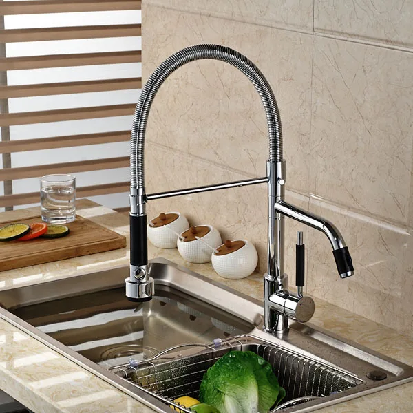 Best Quality Swivel Spout Vessel Sink Pull Out  Style Mixer Tap Chrome Finished Kitchen Faucet