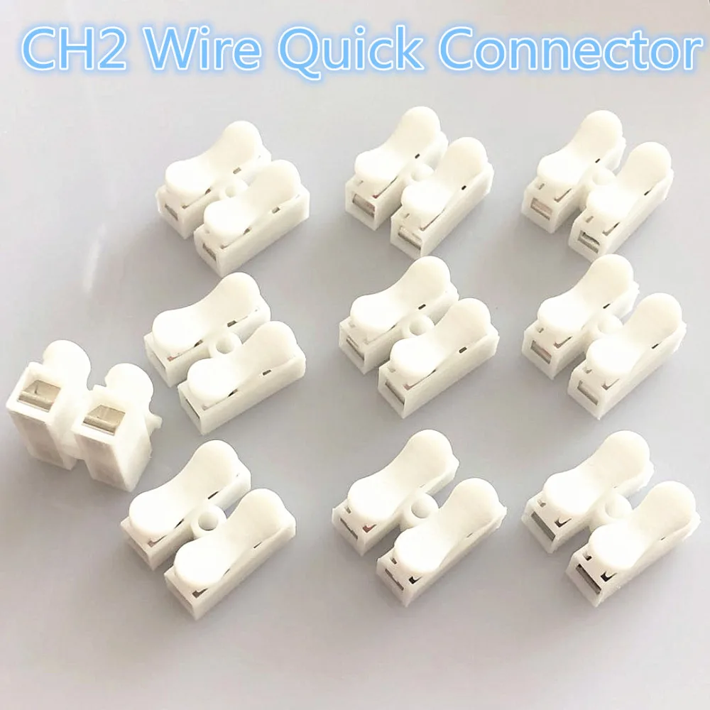 

10pcs/lot 2p G7 Spring Wire Quick Connector Splice With No Welding No Screws Cable Clamp Terminal 2 Way Easy Fit Led Strip CH-2