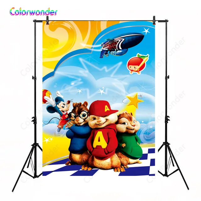 Colorwonder Photographie Fond Alvin Et Les Chipmunks Joyeux Anniversaire Fete Bebe Douche Pour Nouveau Ne Studio Photo Fond Aliexpress