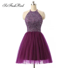 Сексуальная Мода О-образным вырезом с отделкой из бисера натуральная Талия Мини Короткие платья для особых случаев Коктейльные Вечерние платья