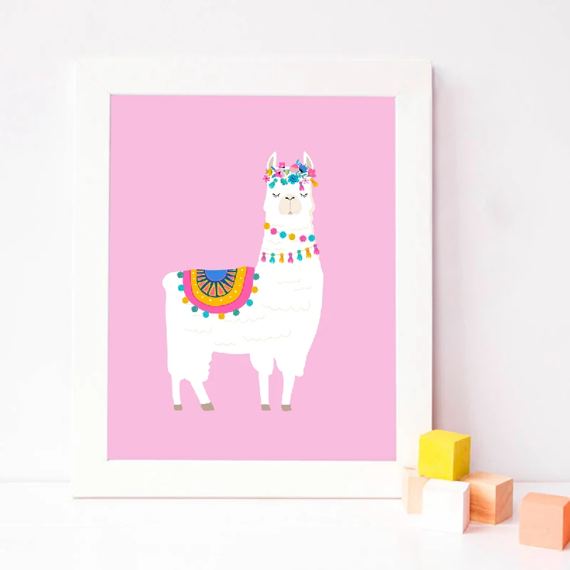 Настенный художественный холст Llama Cactus печатные плакаты скандинавский
