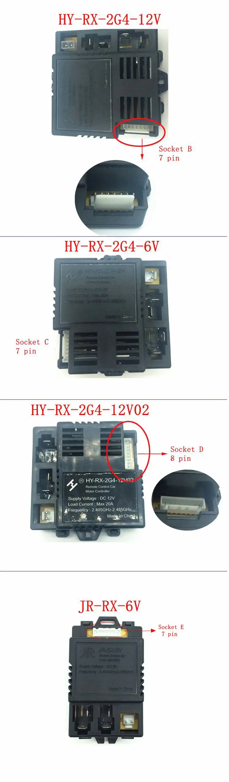 JR-RX-6V Детский Электрический автомобиль bluetooth пульт дистанционного управления и приемник, плавный пусковой контроллер HY-RX-2G4-6V HY-RX-2G4-12V02