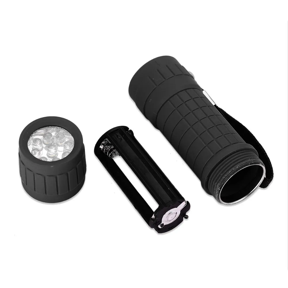 9-LED Bright Flashlight Small Torch Outdoor Travel Camping Hiking Rubber DAF3 