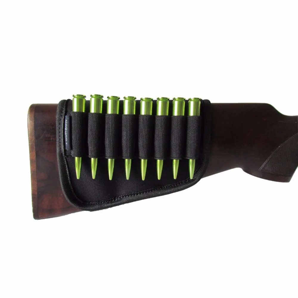 

Tourbon Durable Buttstock Ammo Shell Holder Elastic Black Neoprene Hunting Rifle Cartridges 8 Shells Hunting Gun Accessories