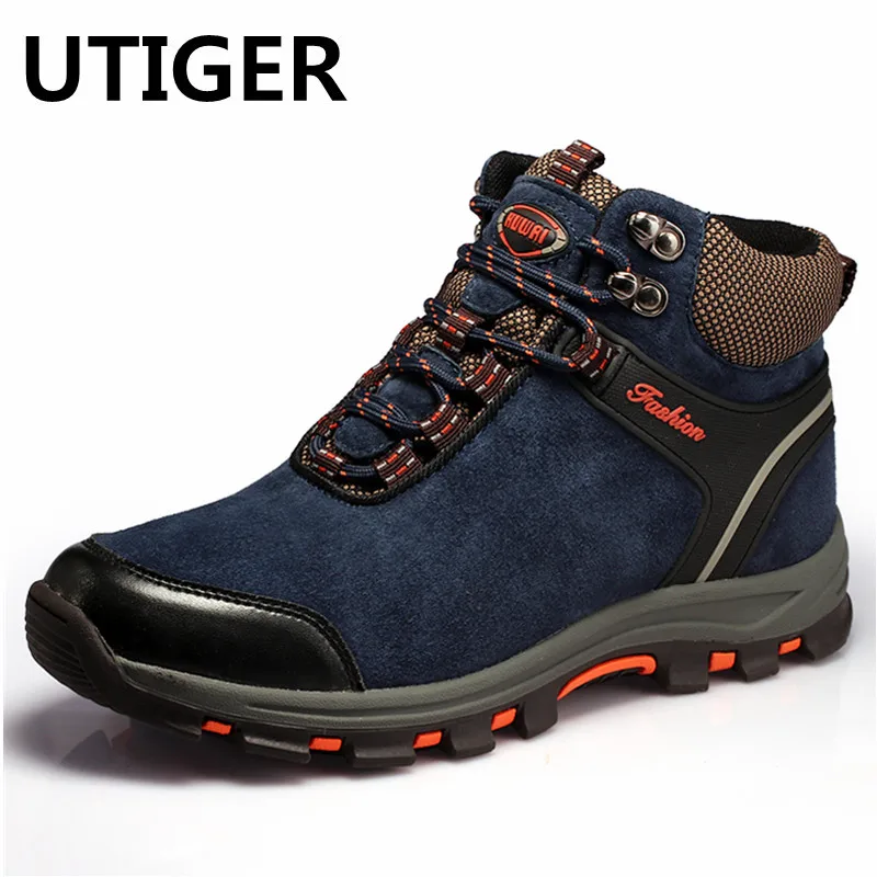 

Winter Genuine Leather Hiking Shoes Men Outdoor Boots Trekking Lace-up Climbing Hunting Sneakers Men Male Walking Shoes