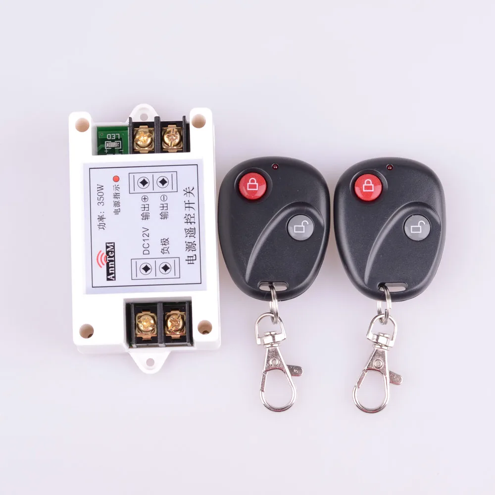 

High Power 12V DC 40A 350W 433/315Mhz RF Wireless Remote Control Lighting Switch System Input Output 12V LOCK UNLOCK Button