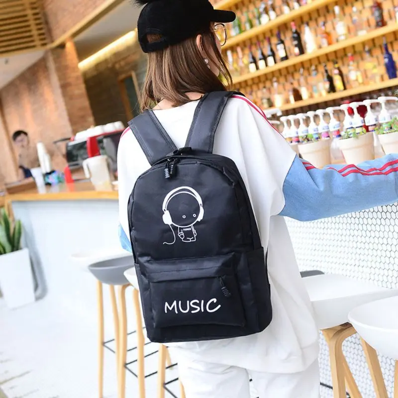 

THINKTHENDO Unisex Student Schoolbag Luminous Backpack Nylon Lightweight Casual Daypack School Bags for Teenage Girls