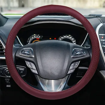 

Leather Hand Sew Wrap Car Steering Wheel Cover flexible and diverse Comfortable Soft Anti-Slip Wrap Car Steering Wheel Cover #F