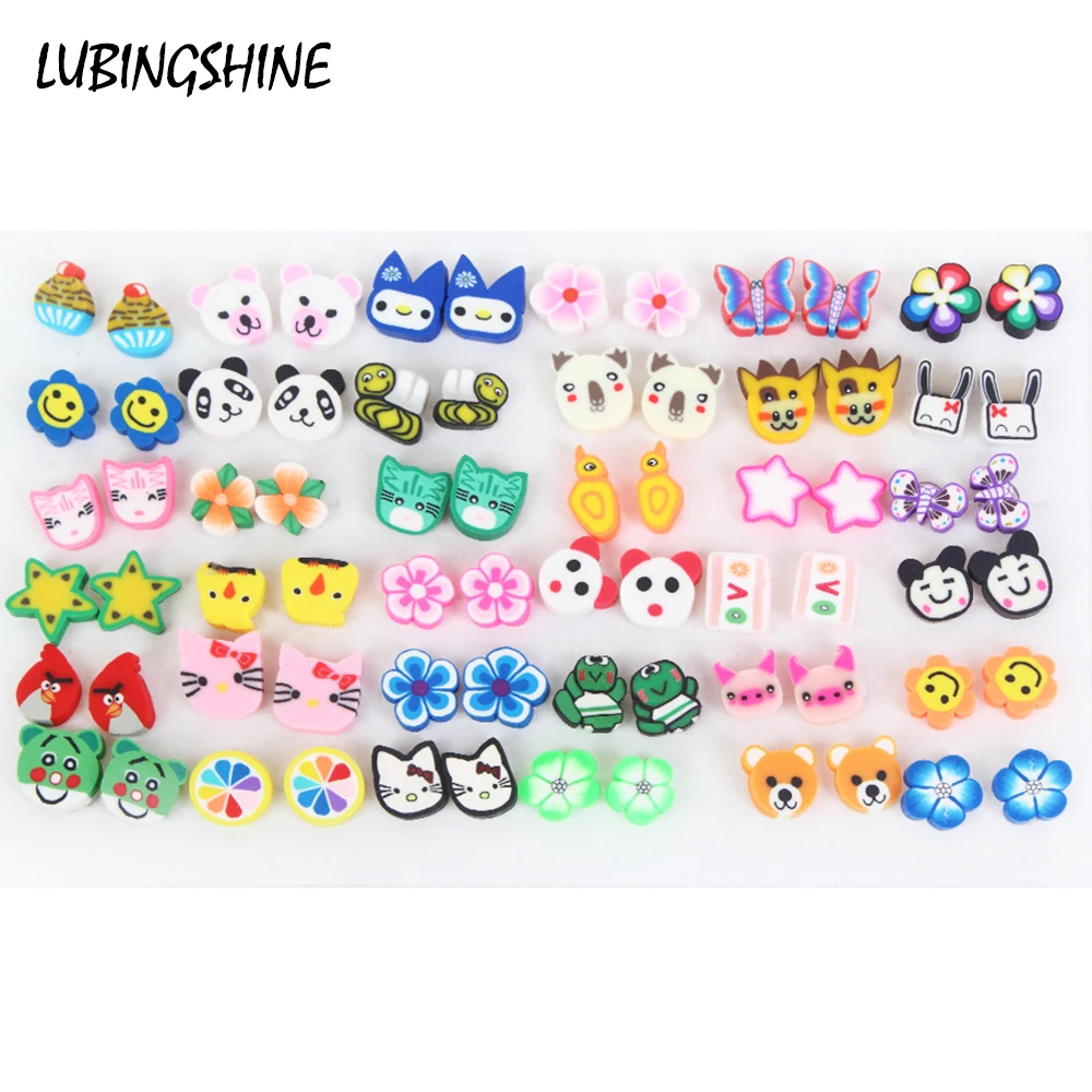 36pairs/set Women Cute Animal Flower Stud Earrings Sets Fashion Small Rhinestone Earring Children Party Jewelry Gifts Brincos | Украшения и