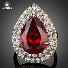 AZORA Plateado Oro Rojo Piedras Zirconia Cúbico Anillo De Agua Caída TR0125