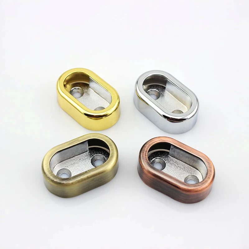 

2PCS Oval Zinc alloy Wardrobe Hanging Rail Rod End Bracket Support Silver Tone Pair