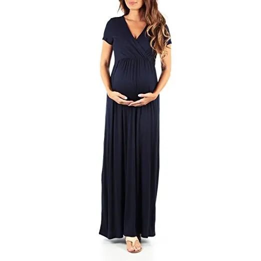 Платье для кормления; топ для грудного вскармливания; платье с v-образным вырезом и длинными рукавами для беременных женщин; сезон весна-лето; Одежда для беременных - Цвет: Navy Blue