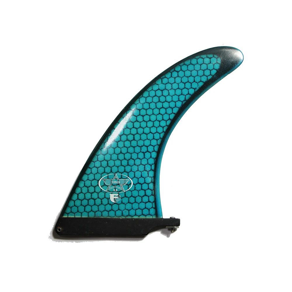 

blue graphic honey comb fiberglass single fin for surf board