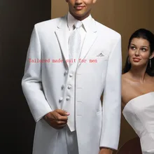 Новое поступление, однобортный белый черный бежевый костюм жениха смокинги друзей жениха, мужские свадебные/обеденные костюмы(пиджак+ брюки+ жилет+ галстук