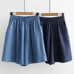Harajuku летние джинсовые шорты женские 2019 модные повседневные корейские женские широкие Капри с высокой талией джинсовые шорты для женщин