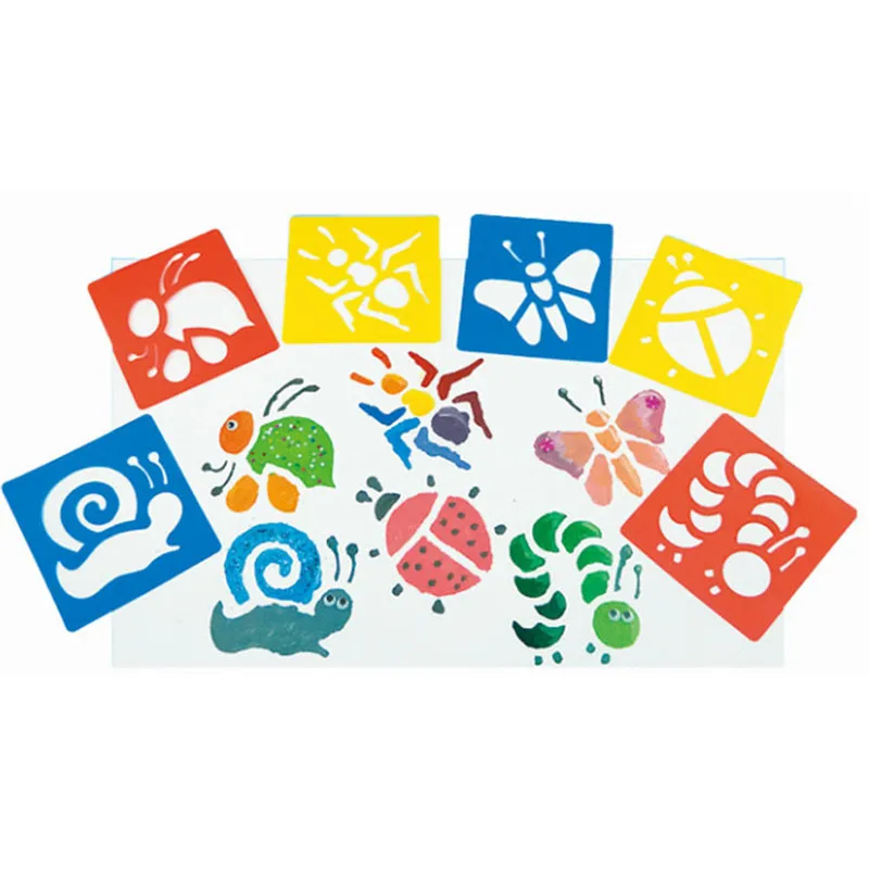 6 Designs\/set Washable Plastic Children's Drawing Template Board Set Toys Kids Stencils for 