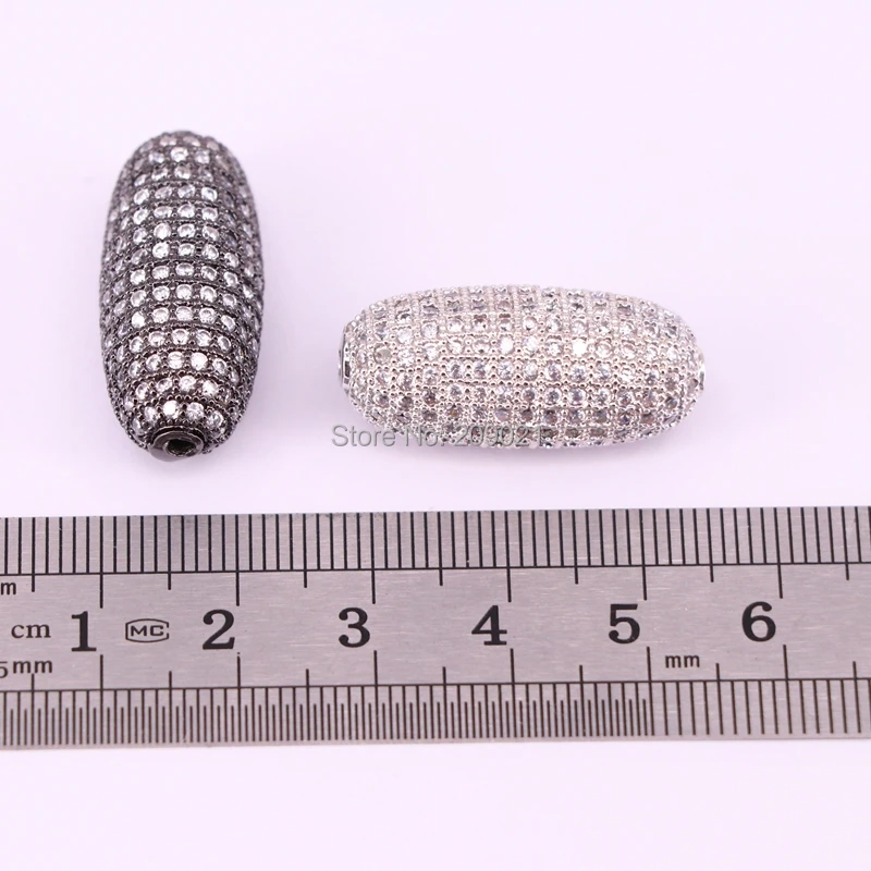 10 шт. Micro Pave CZ Овальный Форма бусины для браслета Цепочки и ожерелья ювелирных изделий Spacer металлическая бусина