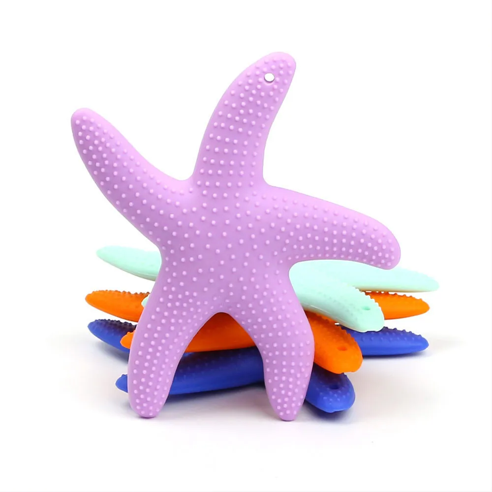 

4 Colors Top Silicone Baby Teether Starfish Shape Teether Silicone Baby Dental Care Toothbrush Training Baby Care