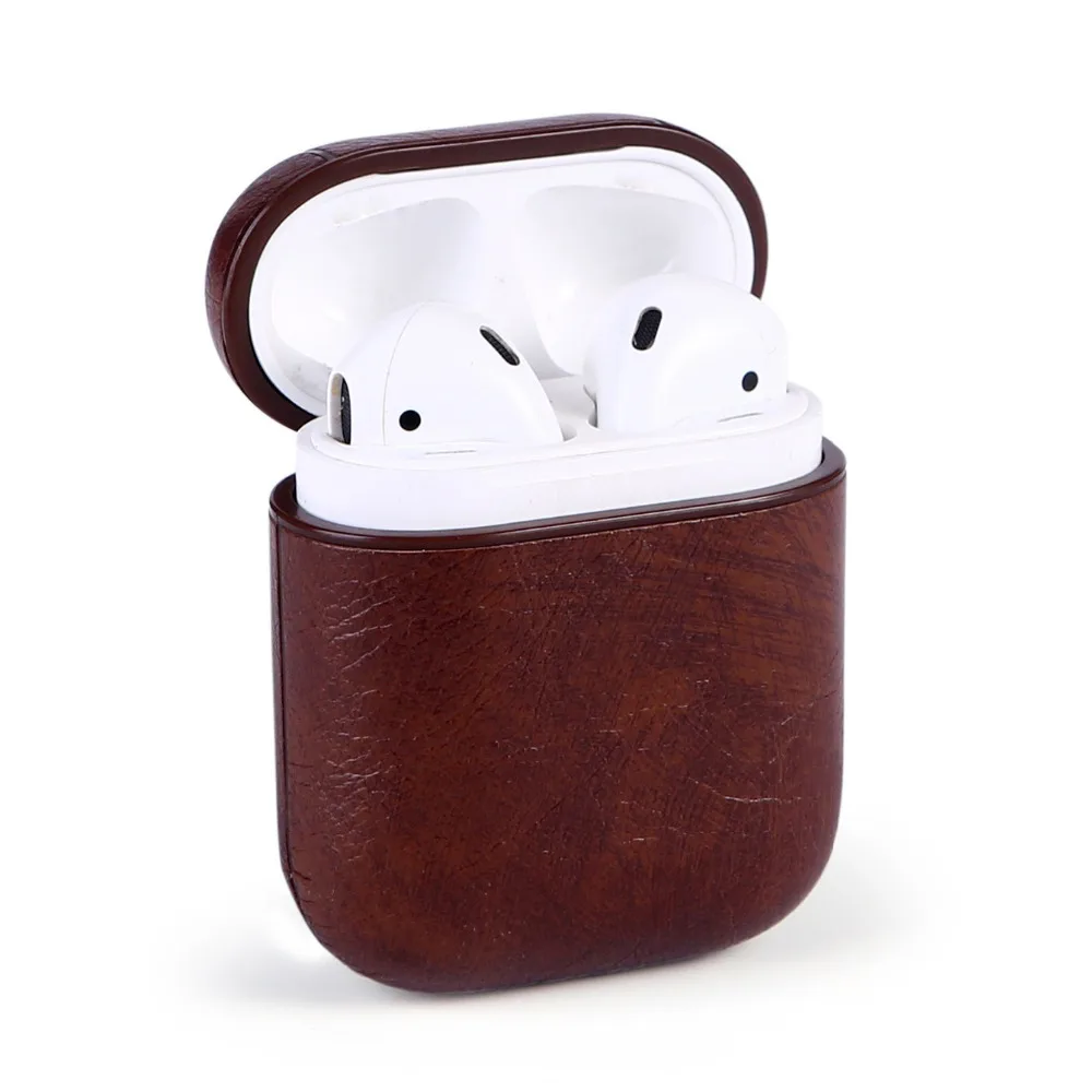Кожаный крючок чехол для AirPods винтажный матовый для iPhone Apple Airpods роскошный защитный чехол для хранения черный коричневый Прямая