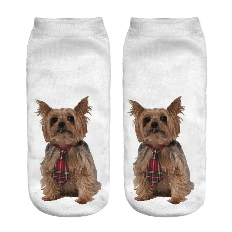 Women Schnauzer Short Socks Young Lady Girls Casual Cute 3D Dog Anklet Print Cotton Socks for Summer (3)