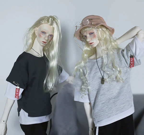 Кукла colthes черно серая Классическая футболка из двух частей для 1/3 1/4 BJD DD SD MSD SD17