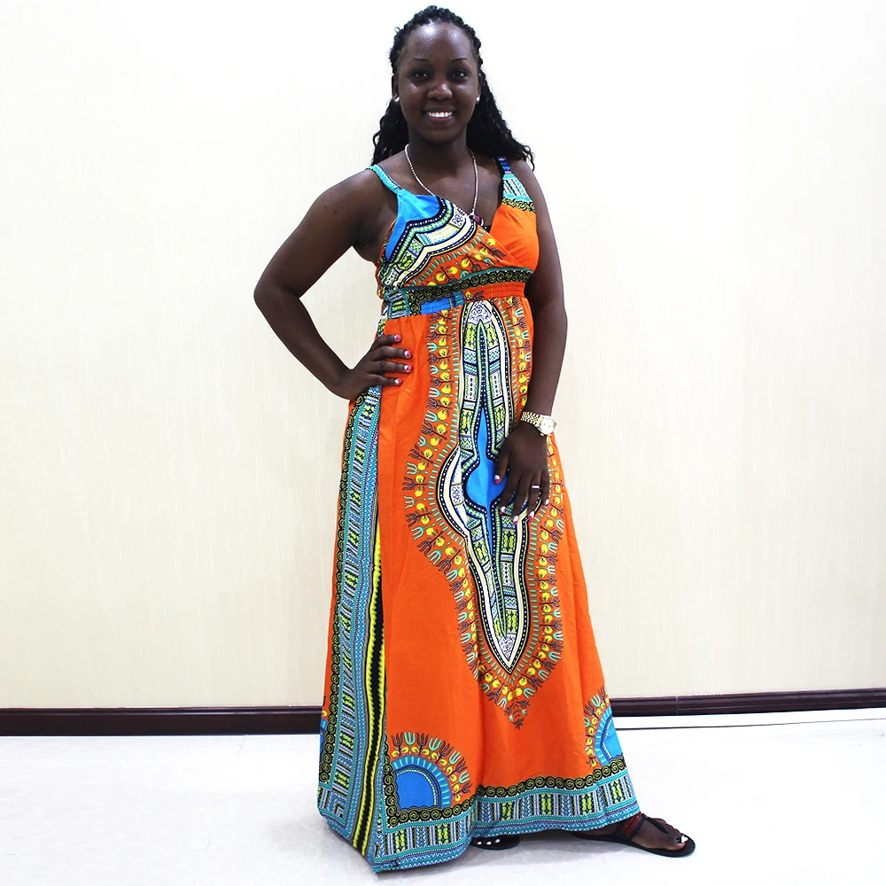 African Clothing 100 Cotton African Dashiki Print Bohemian Orange