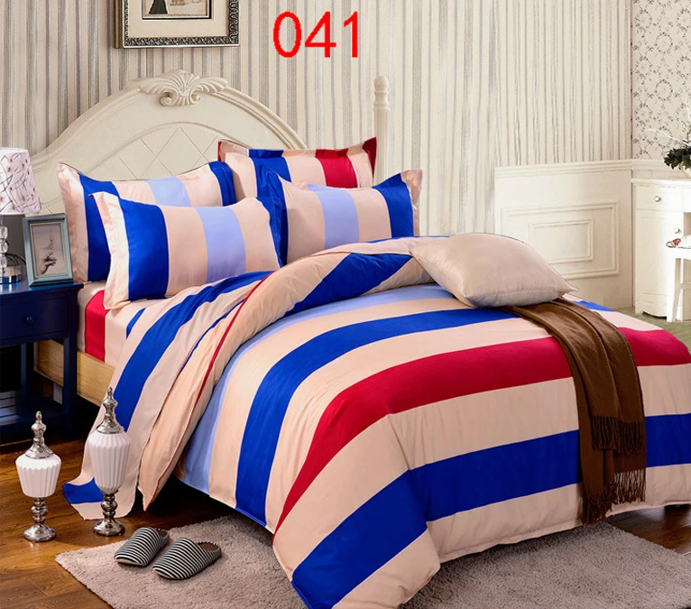 Twin Full Queen Khaki Red Blue Polyester 3Pcs 4Pcs Bedding Set
