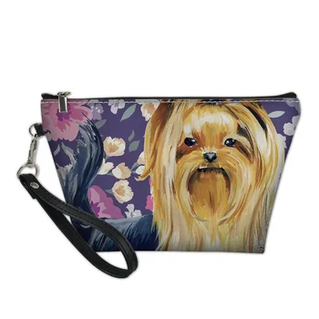 

THIKIN Cosmetic Bags for Ladies Animal Makeup Bag Youkshire Terrier Pattern Organizers Bags Cute Dog Make Up Pouch Toiletry Bag