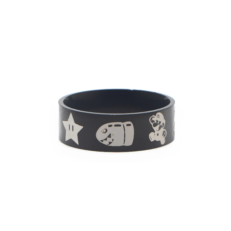 P3654 Dongmanli Супер Марио кольцо из нержавеющей стали кольца для мужчин и женщин вечерние Обручальные модные черные Серебряные кольца ювелирные изделия