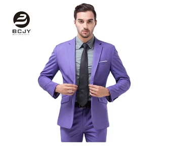 

2 Pieces Light Purple Men Suits One Button Wedding Suits Peak Lapel Wedding Party Suits (Jacket+Pants+Tie) Custom Groom Suit