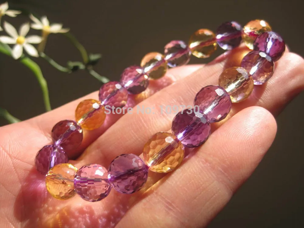 

001296 A* Lab-grown Citrine & Amethyst Quartz Crystal Bracelet
